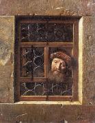 Man Looking through a window, Samuel van hoogstraten